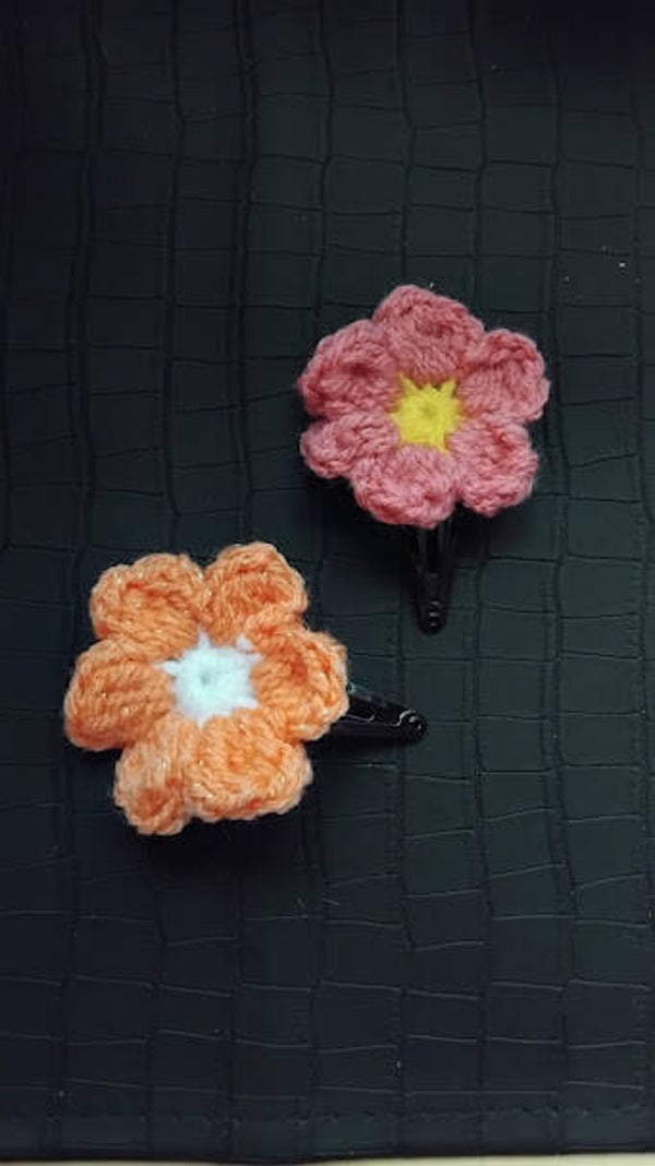 barrette au crochet fleuri