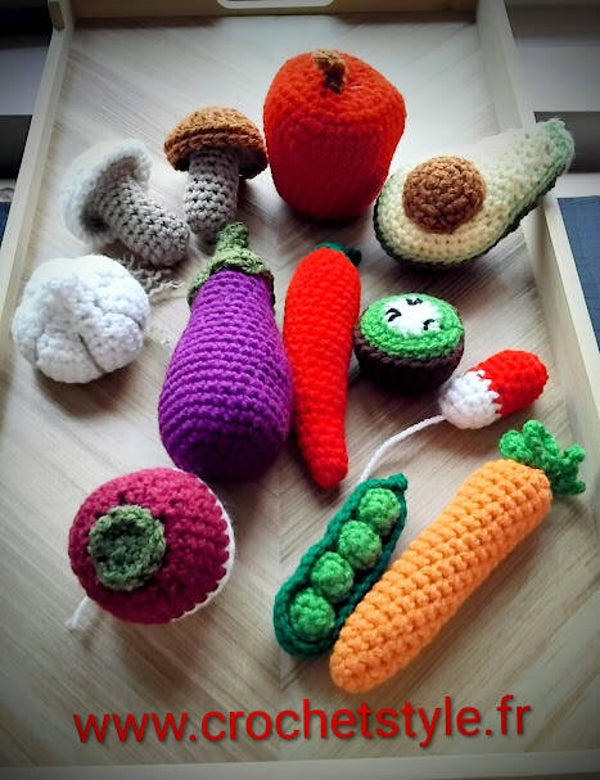 Lot de dinette fruits et légumes crochet