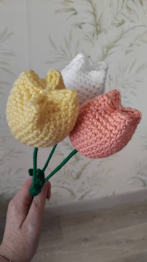 Tulipe au Crochet Fait Main (25 cm)
