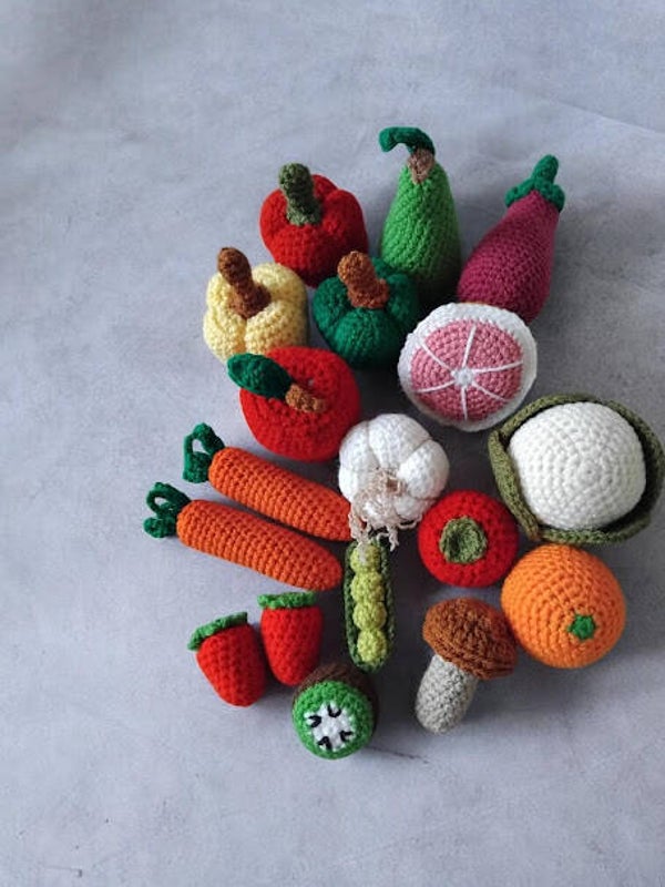 Dinette Crochet – Lot de Fruits & Légumes au Crochet