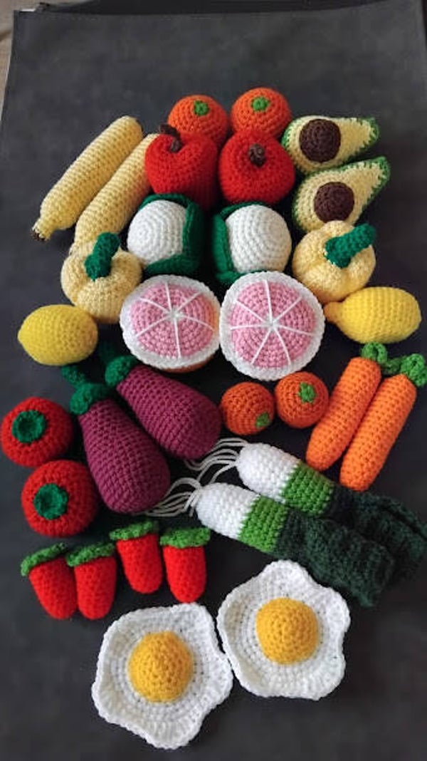 lot de dinette crochet complète pour jouet à imiter les grands