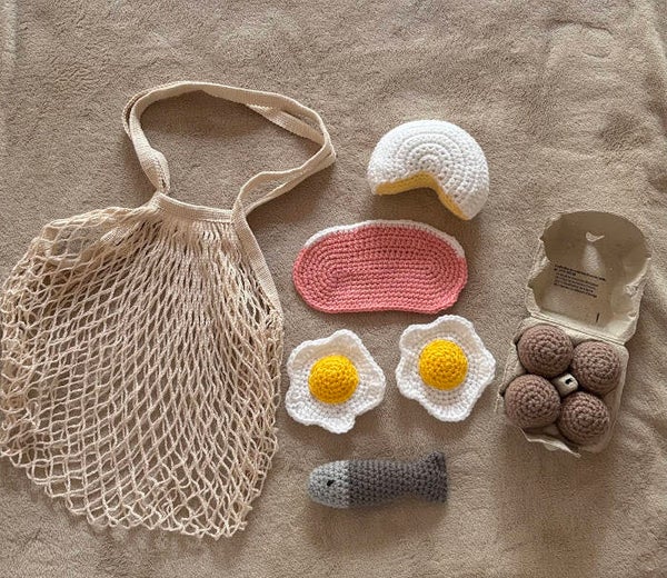 Ensemble aliments épicerie au crochet pour cuisine enfant