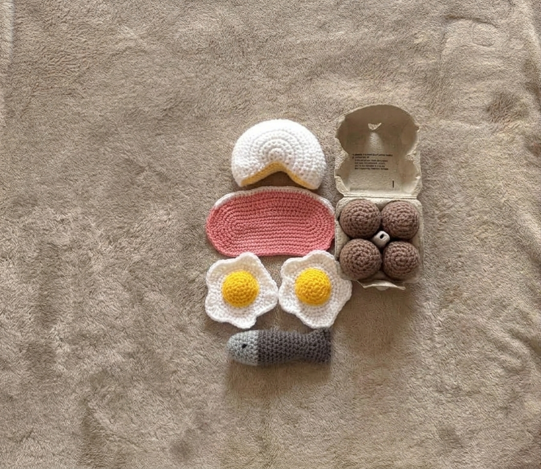 Ensemble aliments épicerie au crochet pour cuisine enfant
