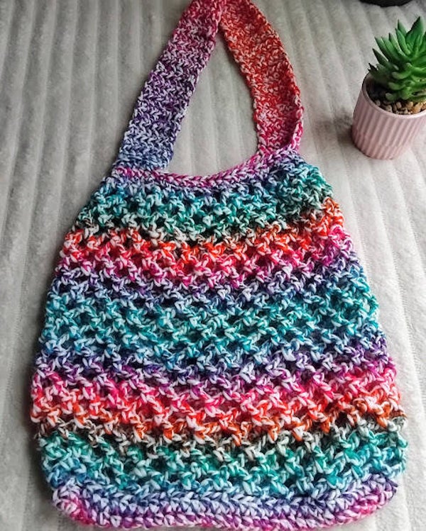 sac filet au crochet multicolore fait main