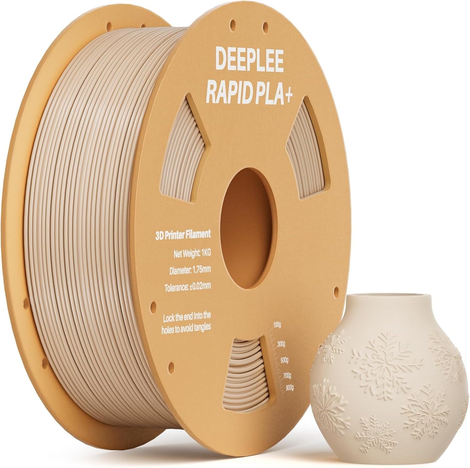 Deeplee PLA beige 3d filament hout kleur,  1kg, 1,75mm Mat beige