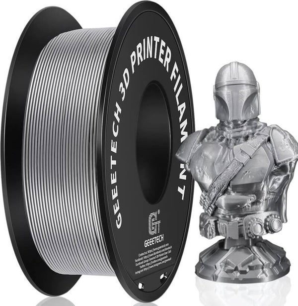 GEEETECH  PLA Zilver filament 1.75mm rol 1000gr Grijs 3d draag Silver filament