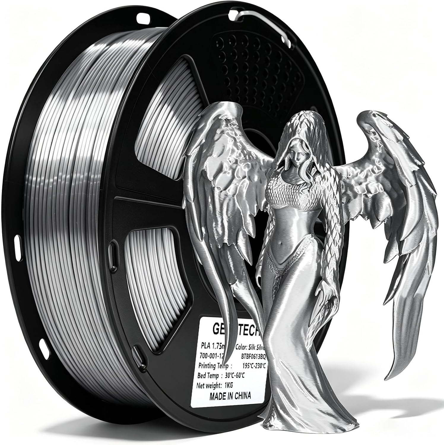 GEEETECH PLA Silk Zilver 1kg 3d printer/ pen filament 1,75mm -Silver PLA