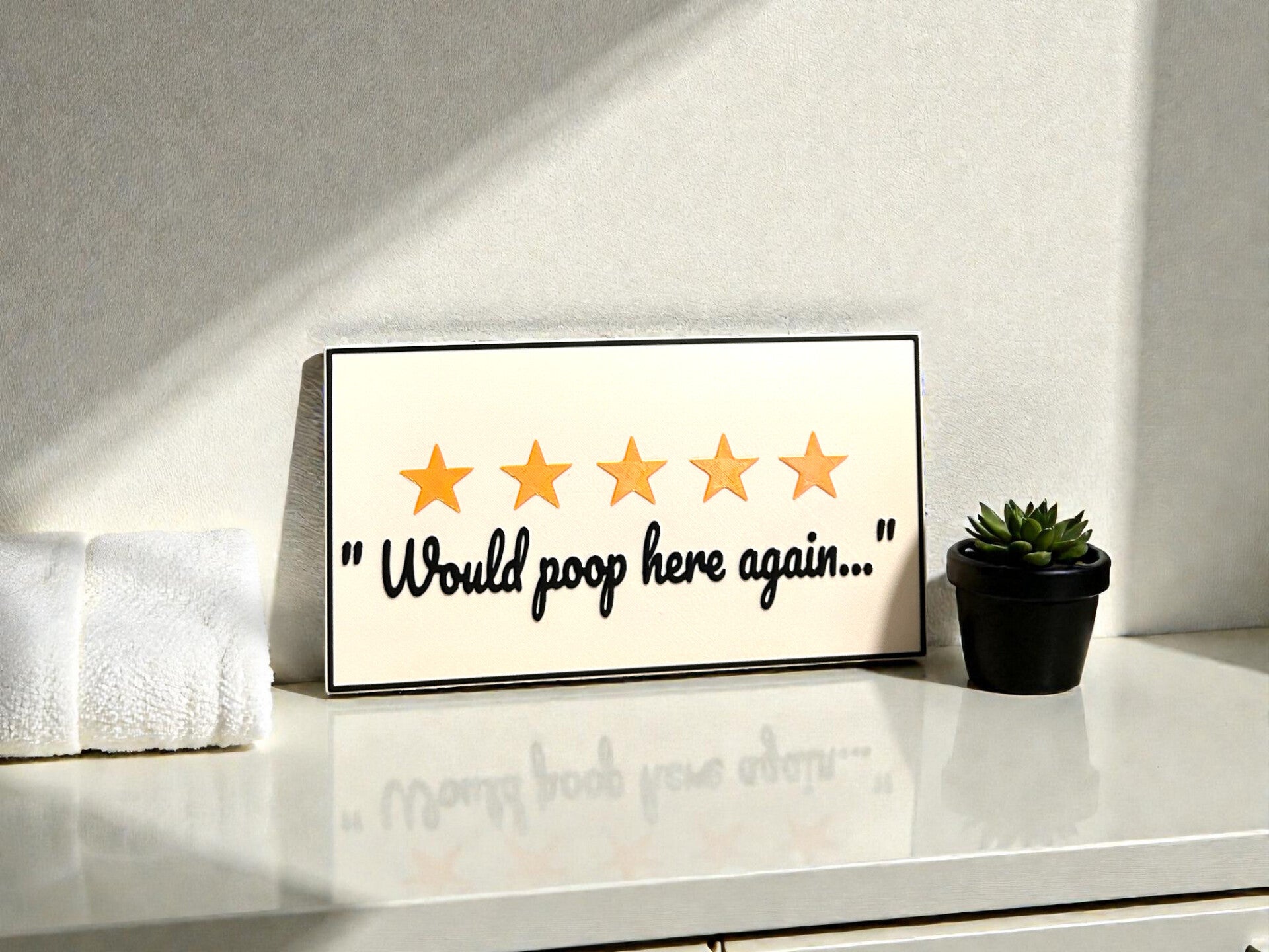Grappige WC Decoratie – “Would poop here again” Reviewbord Toilet decoratie, wc decoratie