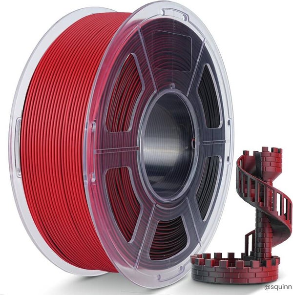 PLA Matte Dual Color Zwart/Rood – 1.75mm – 1.1kg – Matte Dubbelkleur Filament