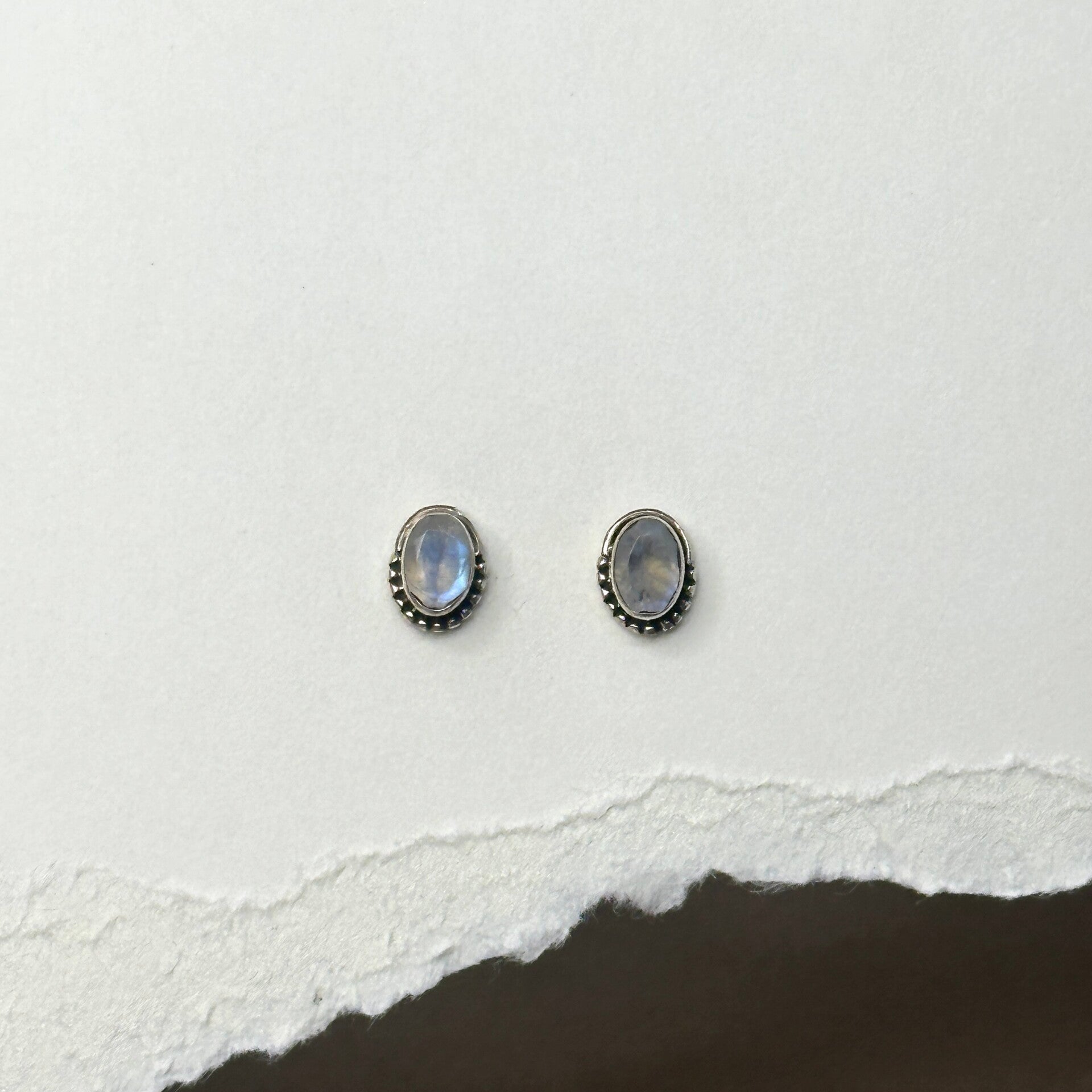 Oorbellen Maansteen (Sterling Silver) knopjes