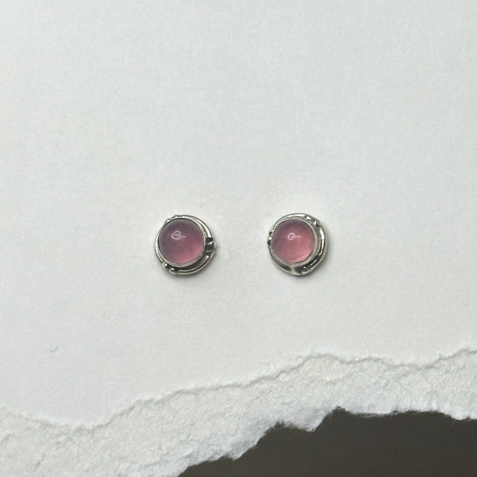 Oorbellen Rozenkwarts (Sterling Silver) knopjes