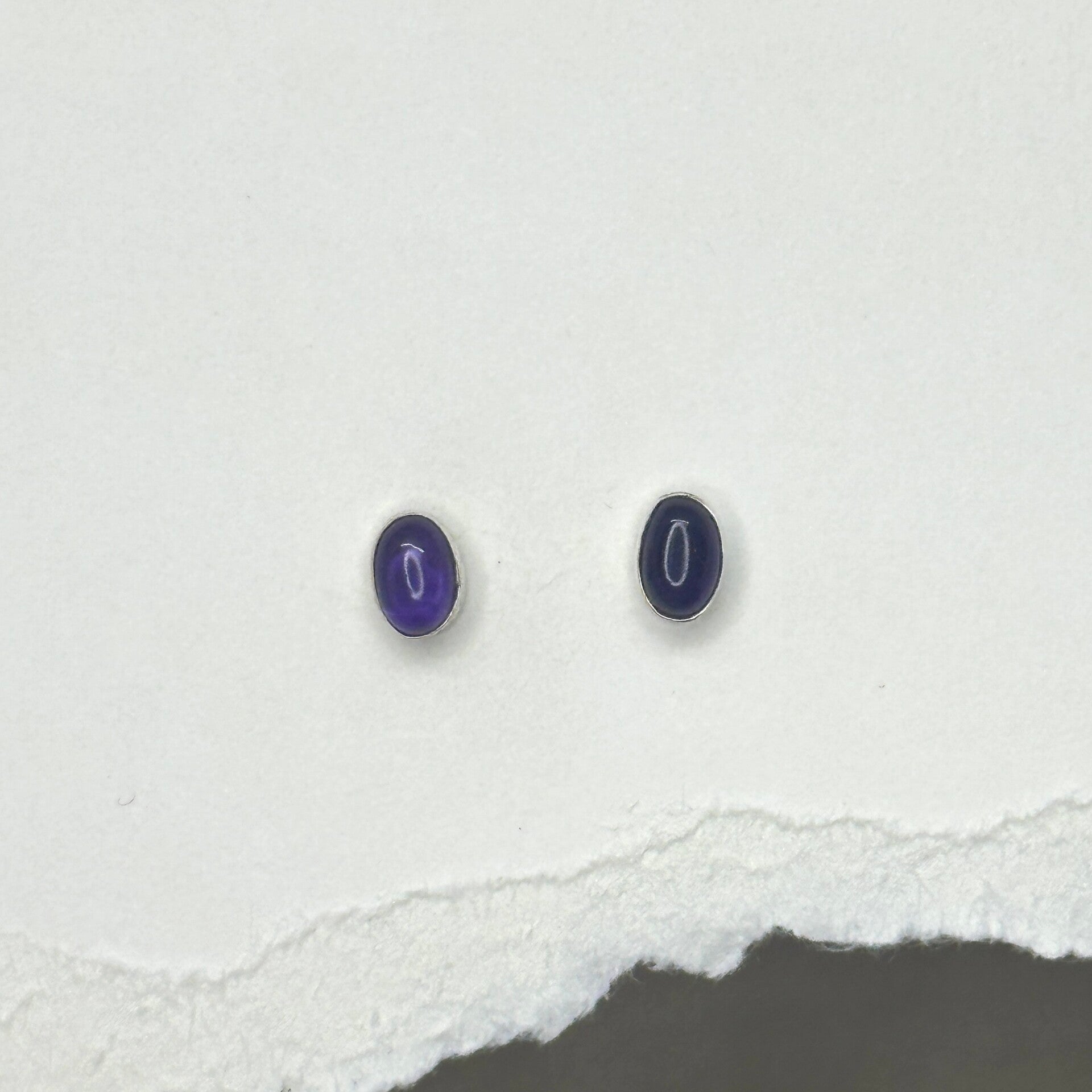 Oorbellen Amethist (Sterling Silver) knopjes