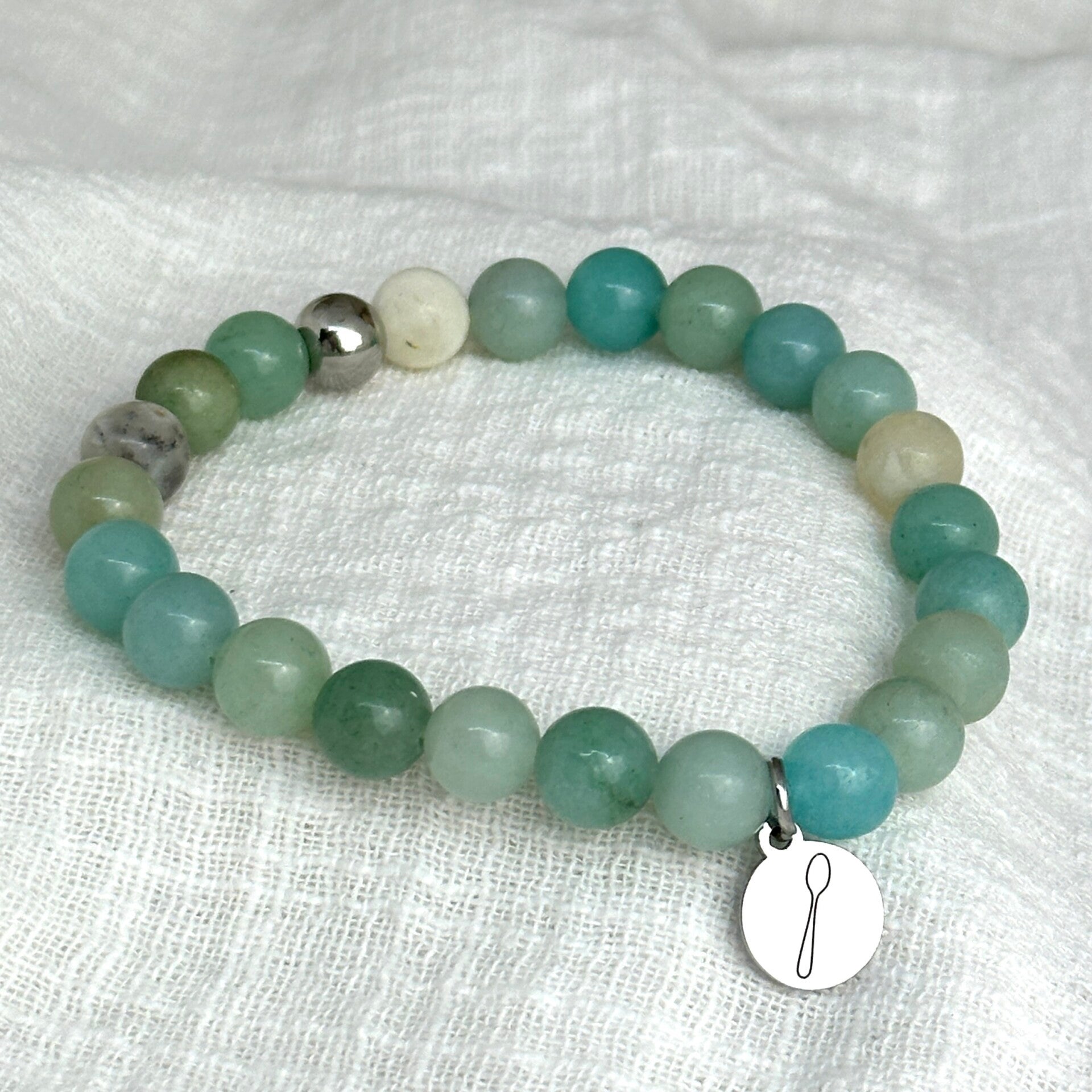 Spooniebandje Amazoniet (8 mm) – armbandje voor steun & herkenning