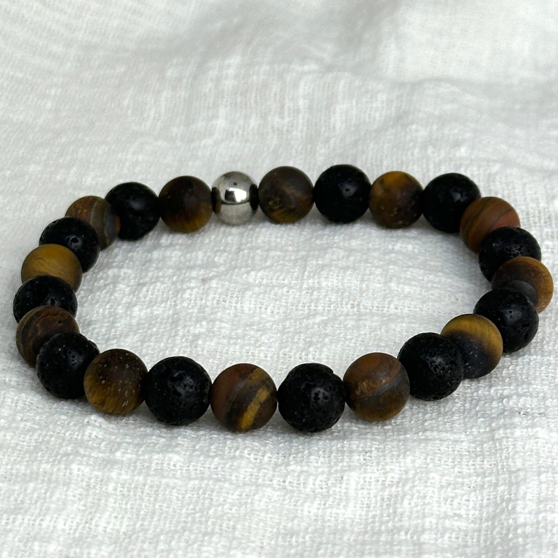 Armband mix Lavasteen & Tijgeroog