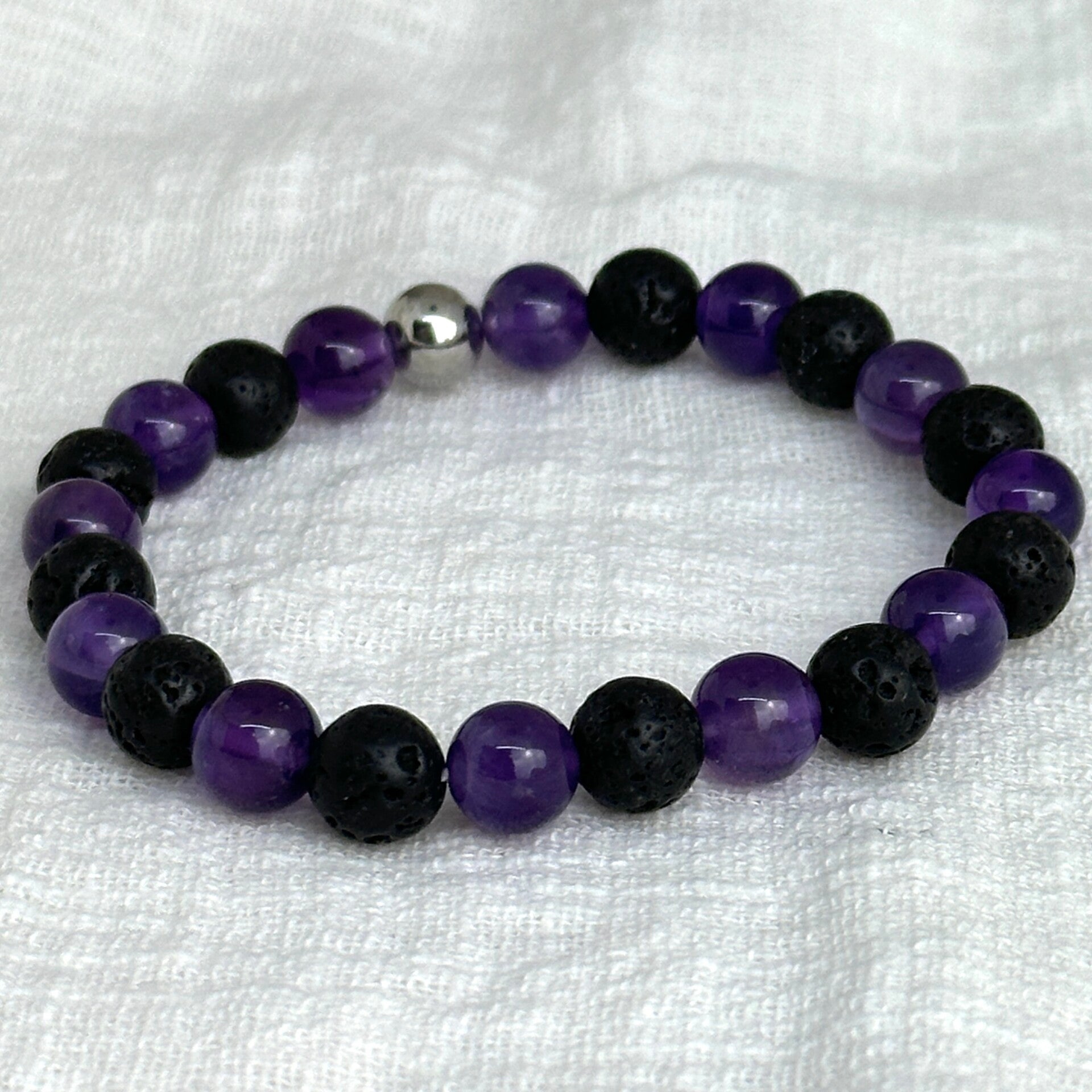 Armband mix Lavasteen & Amethist