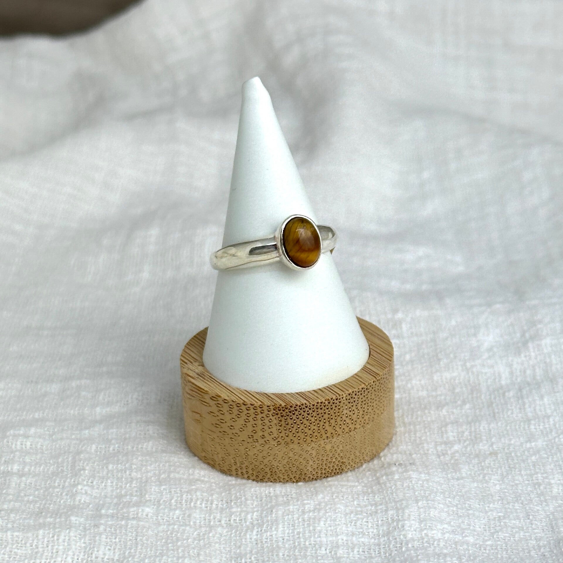 Ring Tijgeroog maat 19 (Sterling Silver)