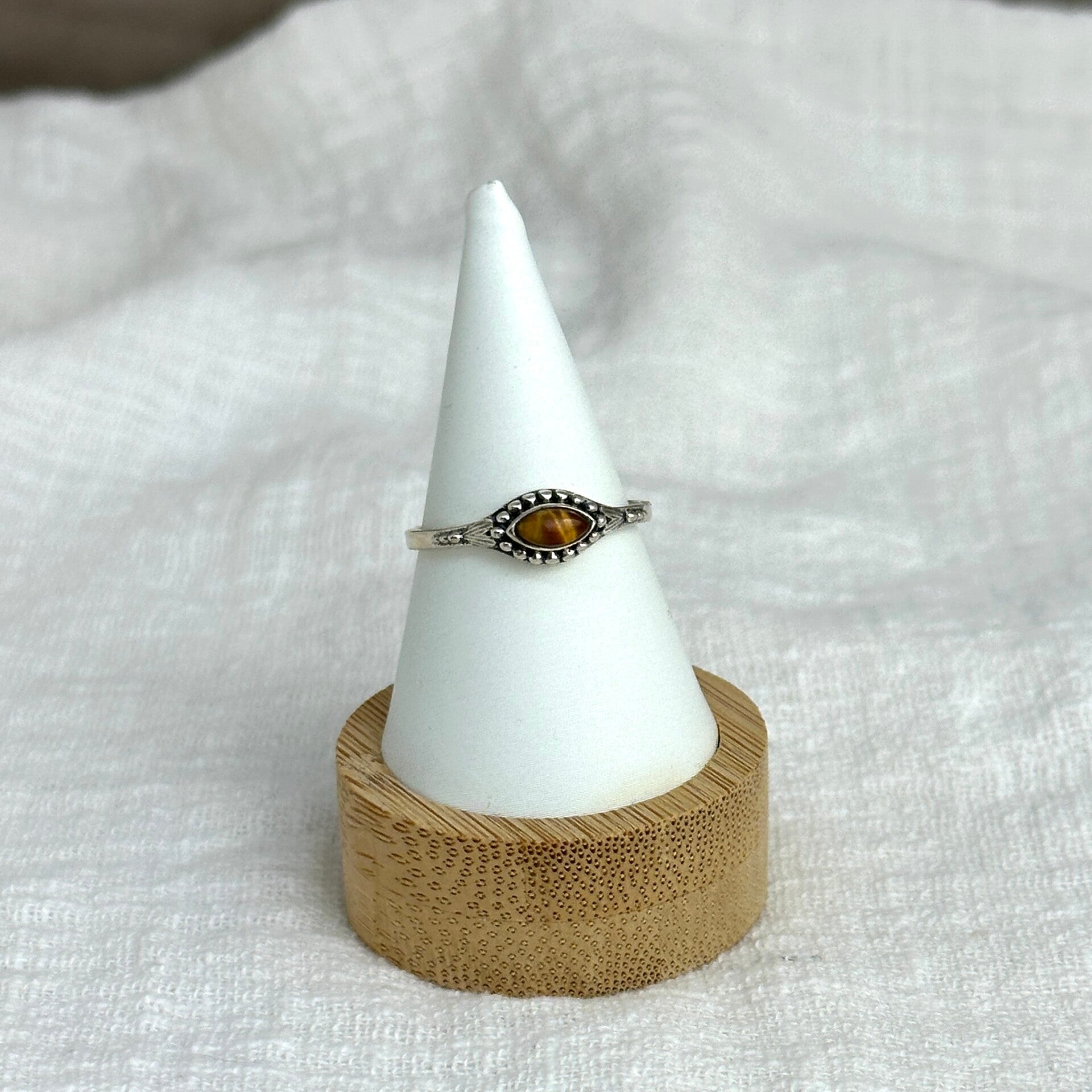 Ring Tijgeroog maat 18,5 (Sterling Silver)