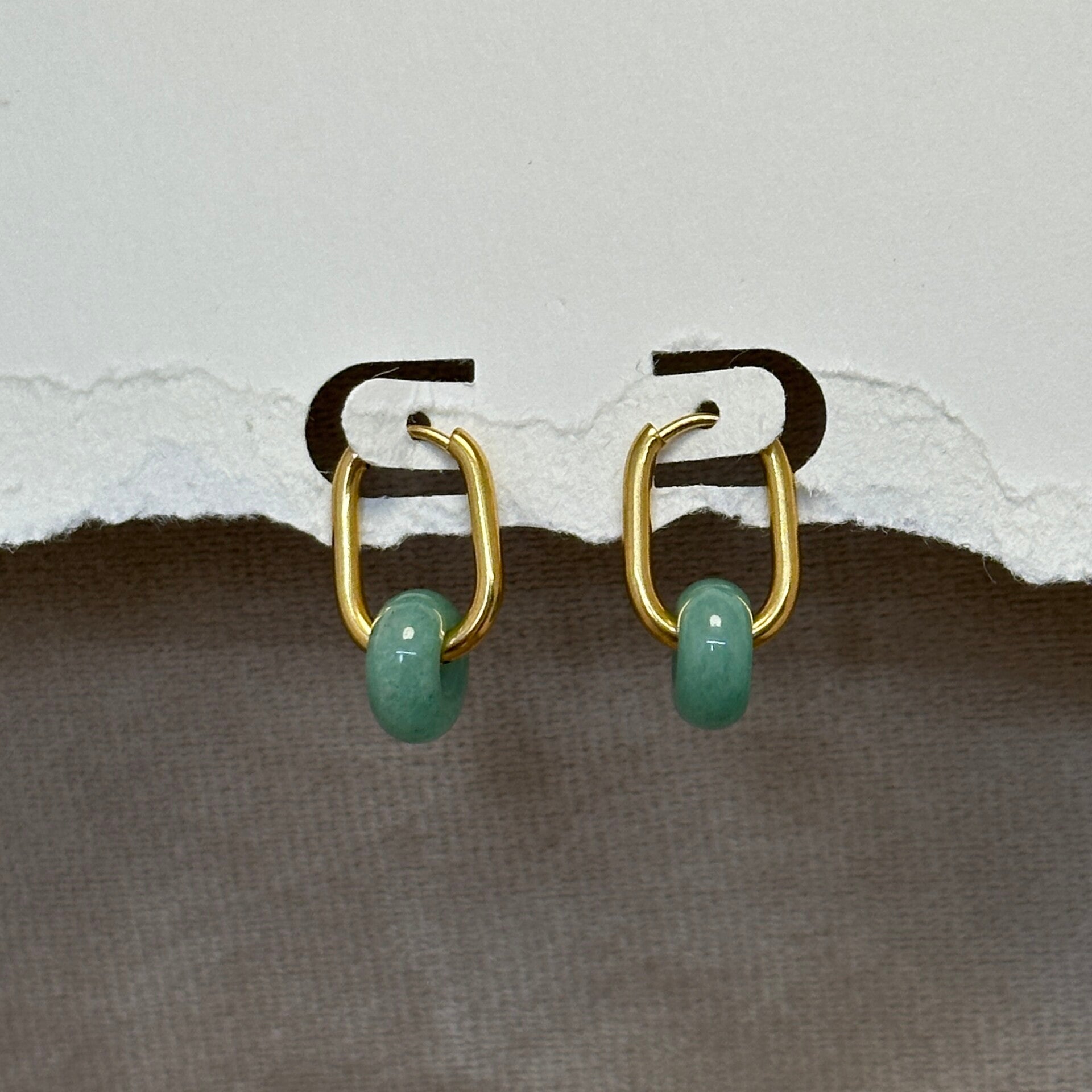 RVS (Goud) Oorbellen met Aventurijn