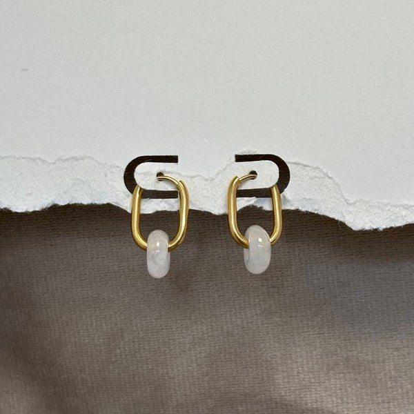 RVS (Goud) Oorbellen met Bergkristal