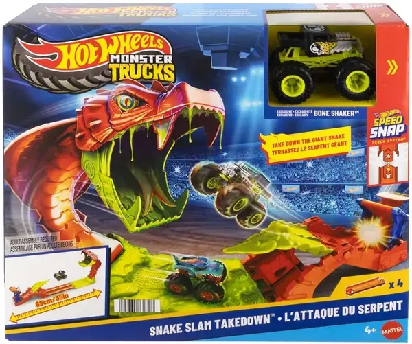 HOT WHEELS MONSTER TRUCKS SNAKE SLAM TAKEDOWN PLAYSET