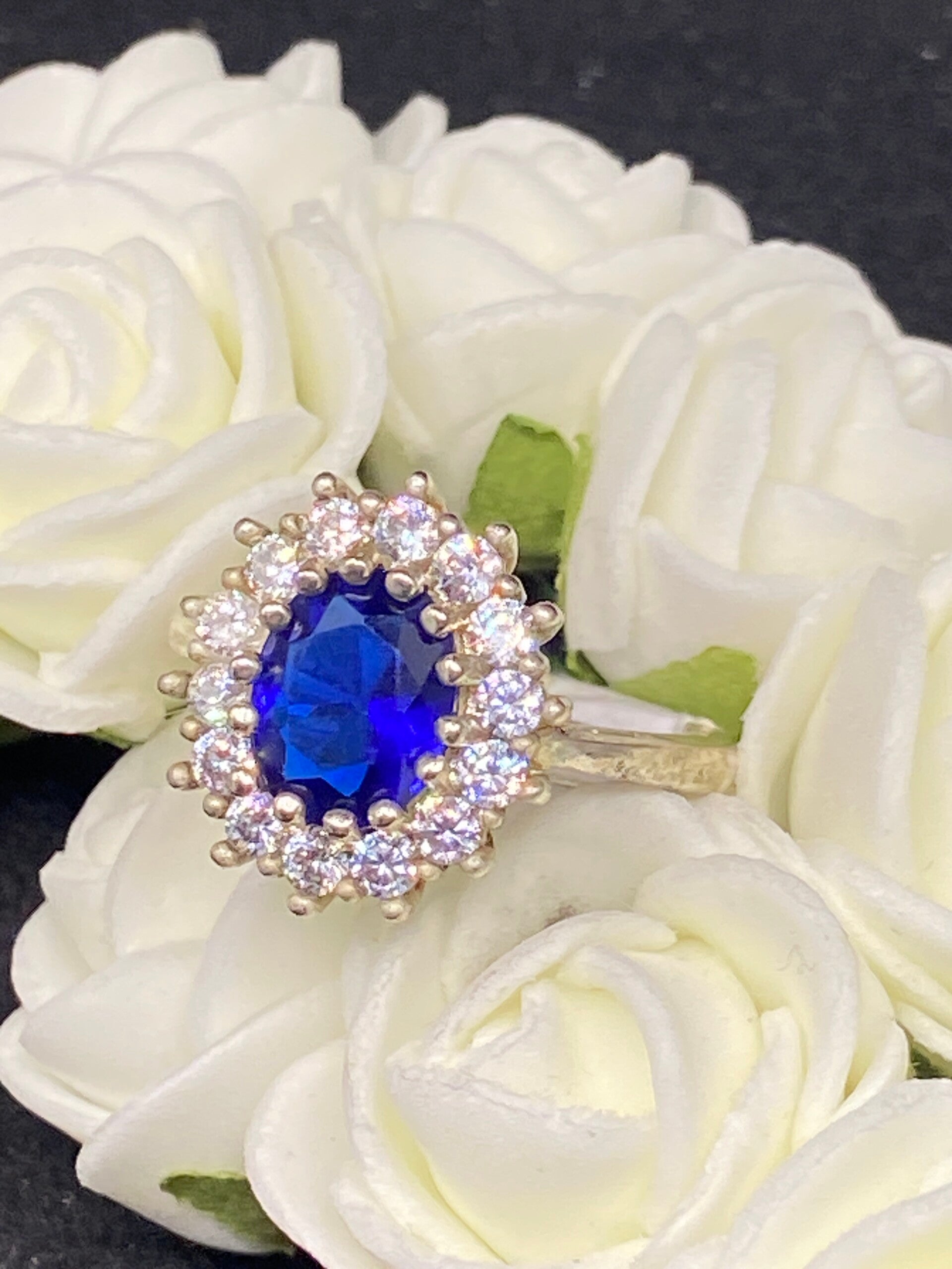 bague, 52 pierre saphir, zirconium argent