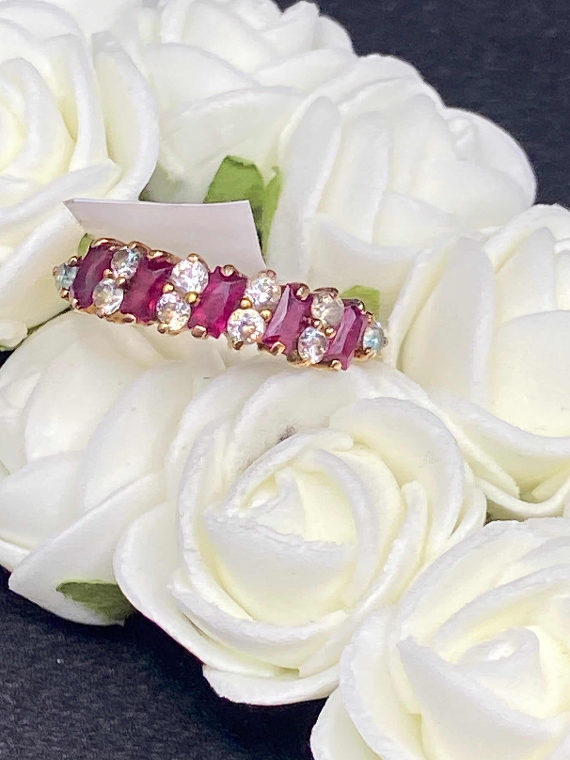 bague taille 54 rubis zirconium dorée