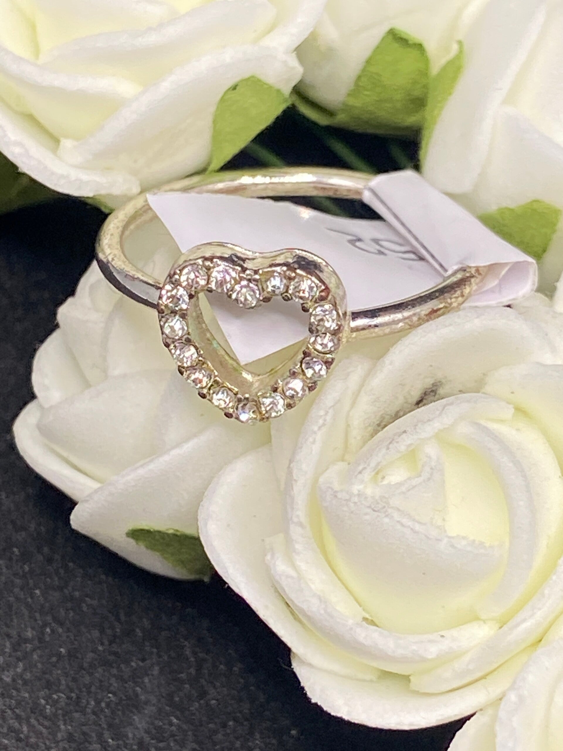 Bague taille 54 bague en argent avec cœur zirconium