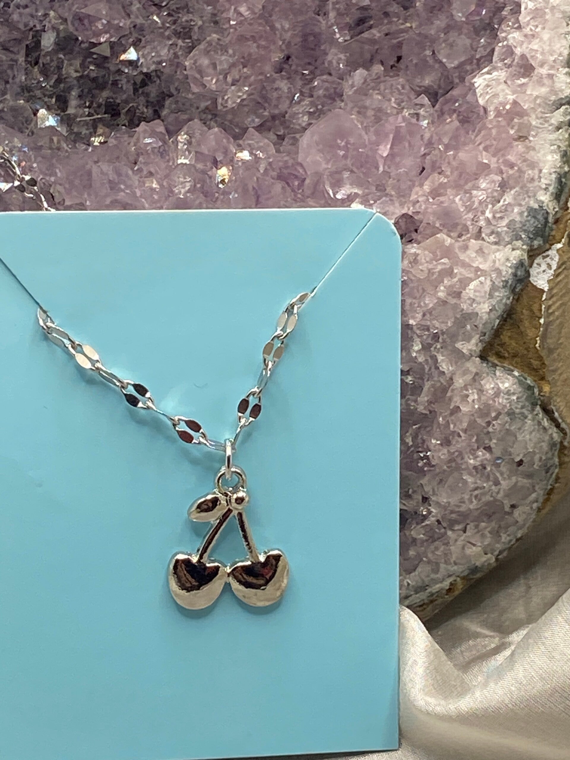 Collier argent « le temps des cerises »