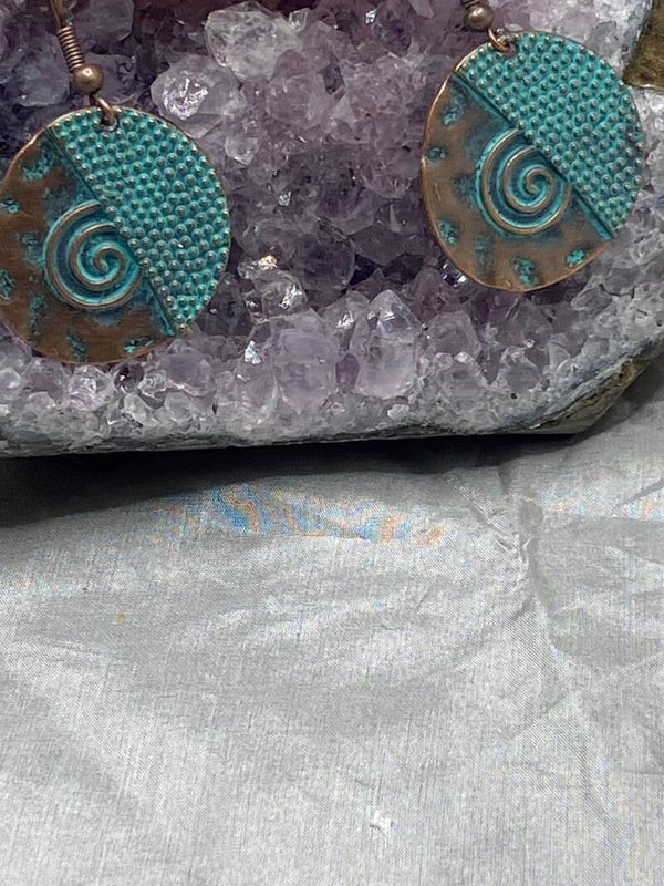 Boucles rondes bronze et turquoise