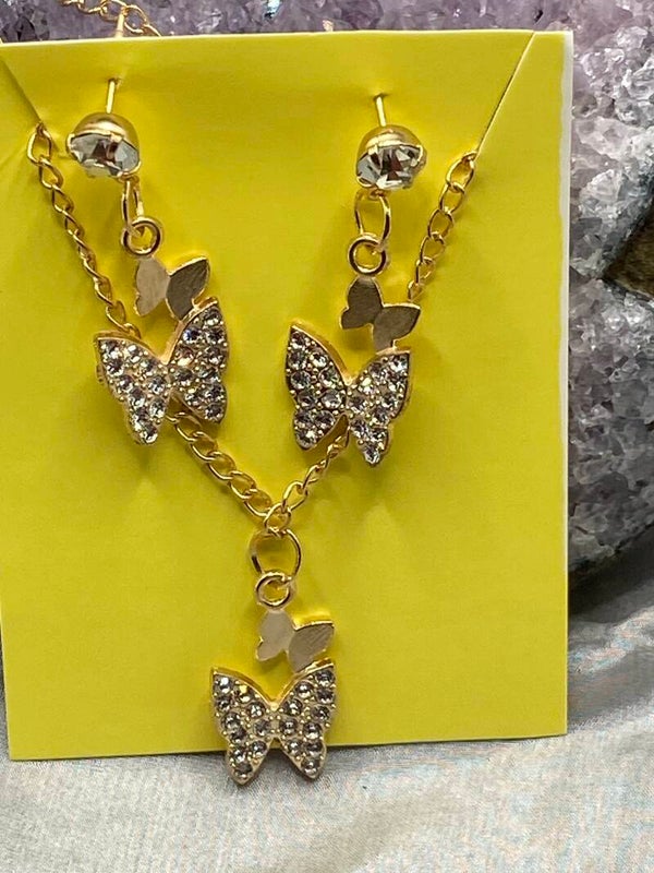 Parure collier et boucles papillon