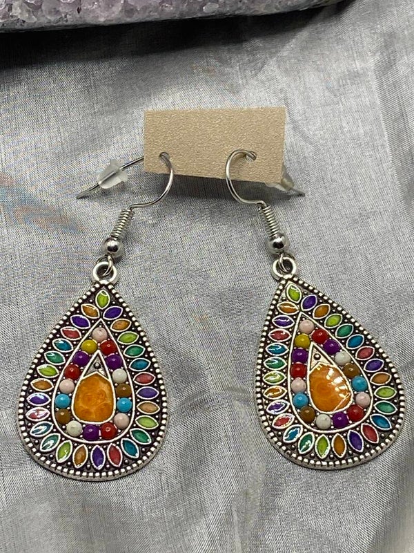 Boucles d’oreille multicolore en argent