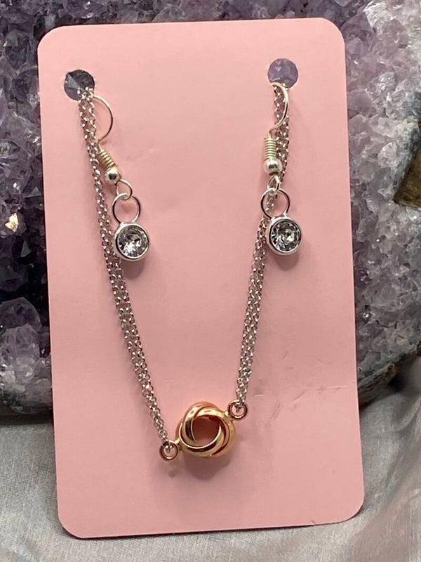 Ensemble boucles et bracelet argent et or rose
