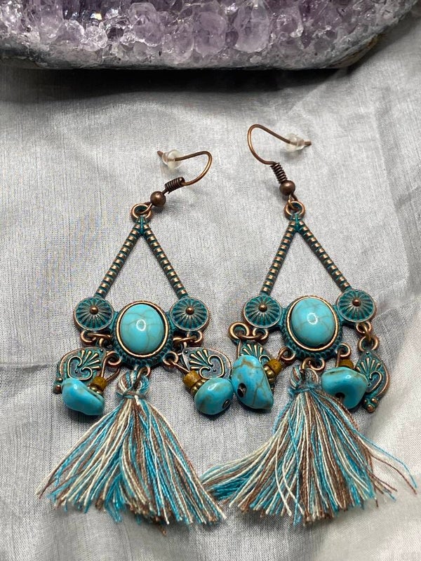 Boucles turquoise et bronze