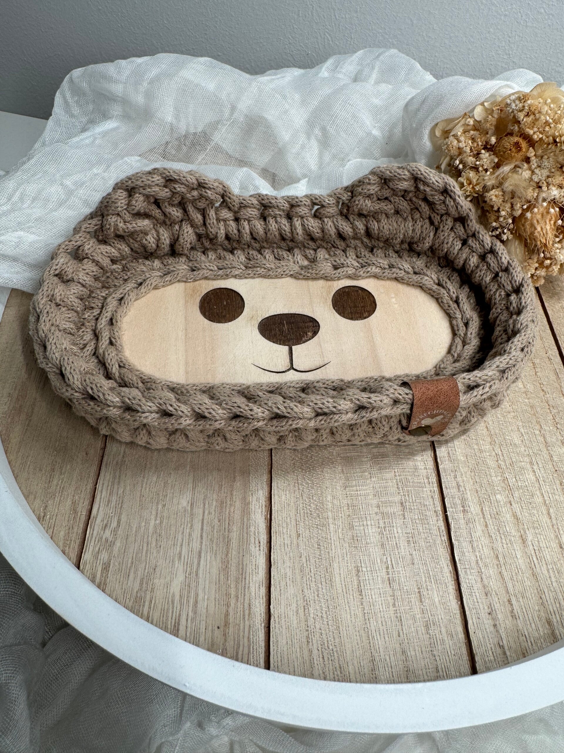 Häkelkorb Brillenparkplatz Teddybär