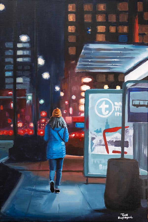 Bushalte (acrylverf) 40x60cm