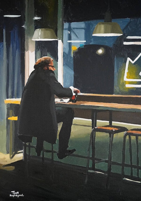 Man in bar (acrylverf) 50x70cm