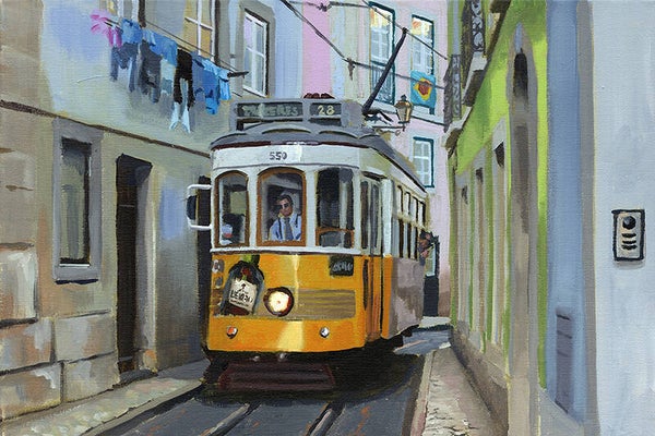 Tram in Portugal (acrylverf) 60x40cm