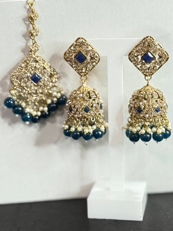 Diamond Shaped Jhumka Tikka Set
