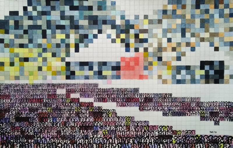 hyacinten(boerderij) in de sneeuw, aquarel 50x32,5cm  JWL leverenzo