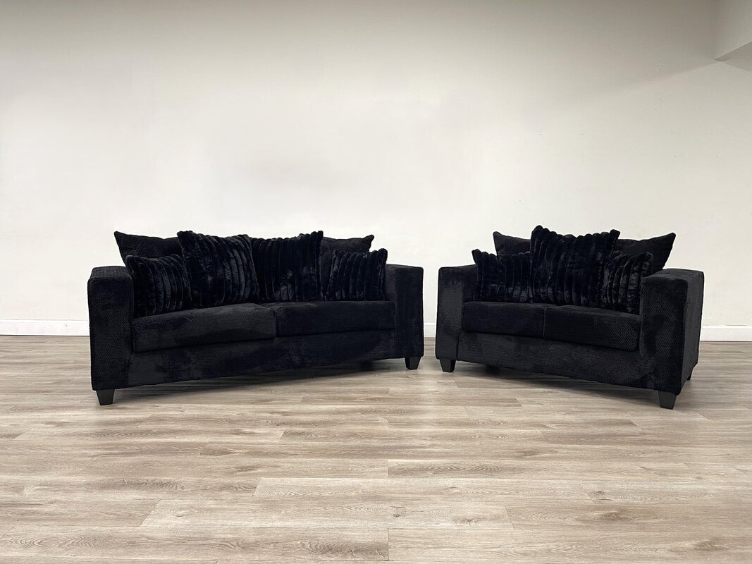 2PC-BLACK Sofa & Loveseat Set