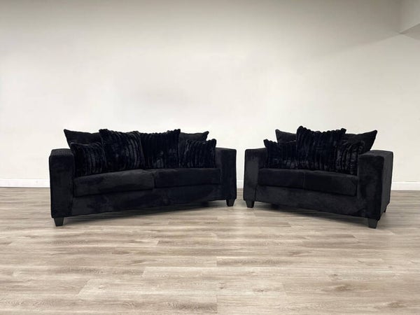 2PC-BLACK Sofa & Loveseat Set