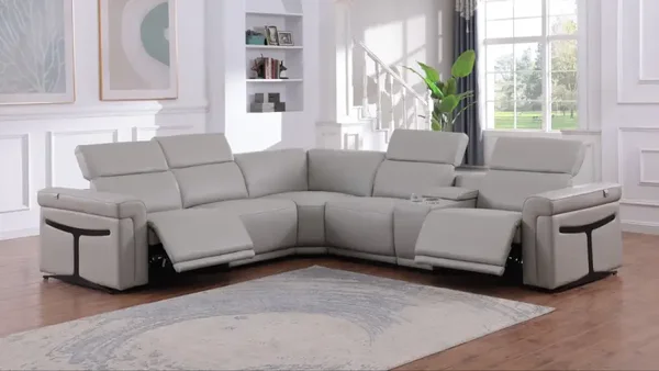 MI-1112-6pcs Lucca Recliner Sectional (L.T. Grey)