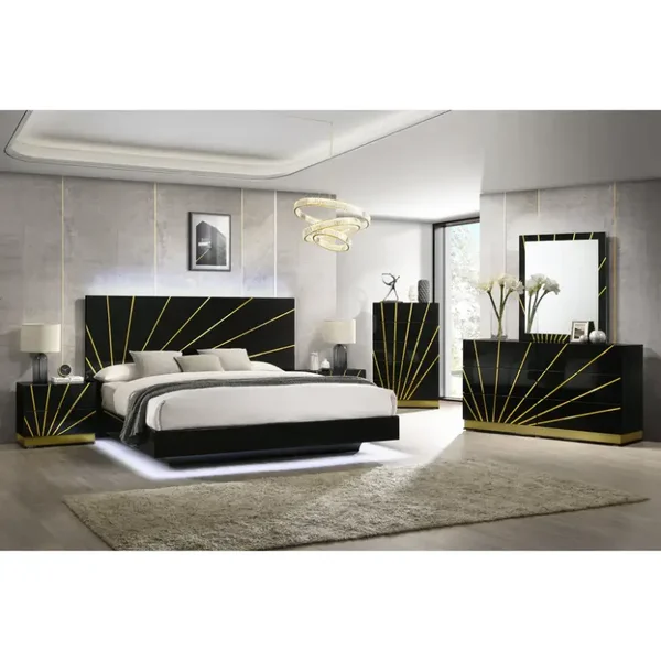 B58 Zenia (Black/Gold) Bedroom Set