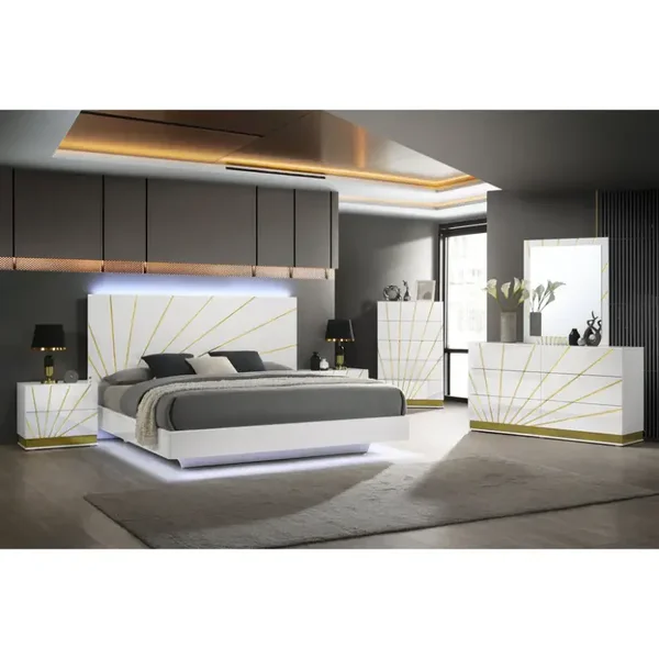 B59 Safa (White/Gold) Bedroom set