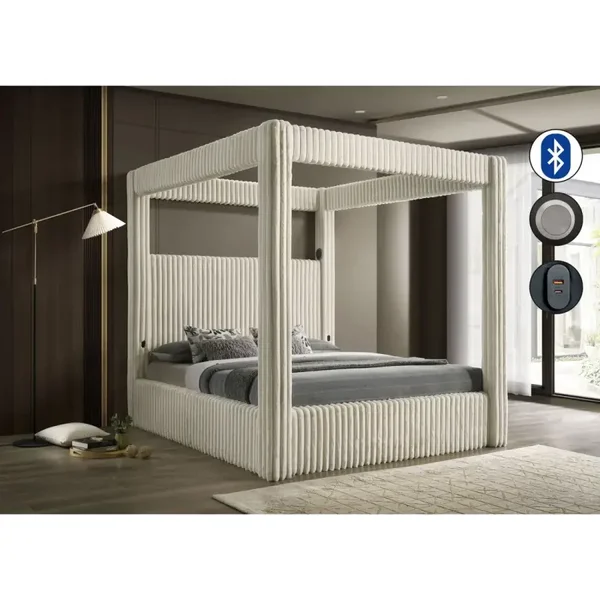 Atlam (Cream) Queen bed frame