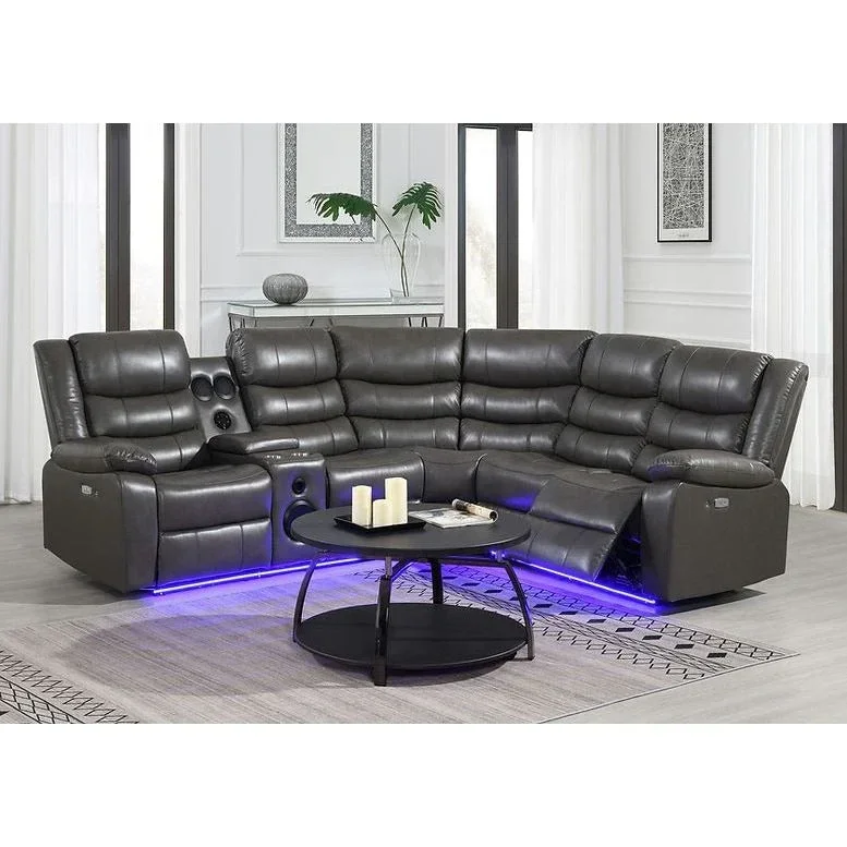 Sonic Power Recliner Sectional (Grey)