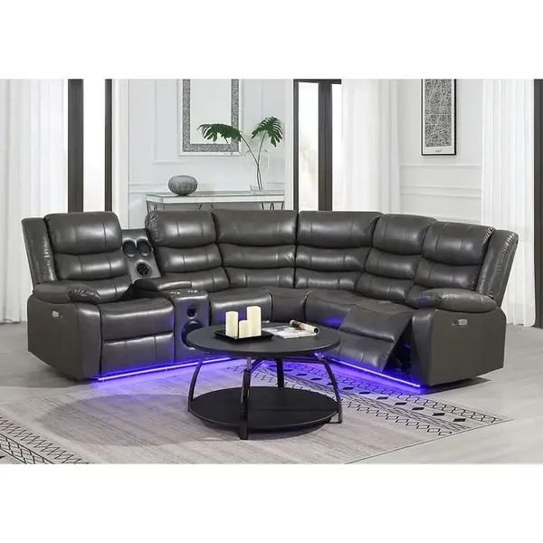 Sonic Power Recliner Sectional (Grey)