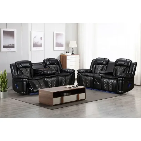 Prime Time (Black) Led Sofa and loveseat Recliner