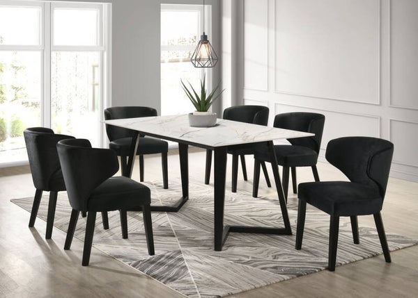 Hamilton Black Dining Table + 6 Chair Set