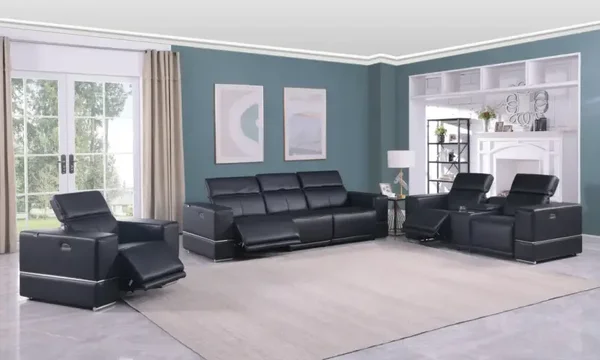 Genuine Italian Leather Power Recliner Set